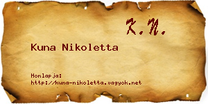 Kuna Nikoletta névjegykártya